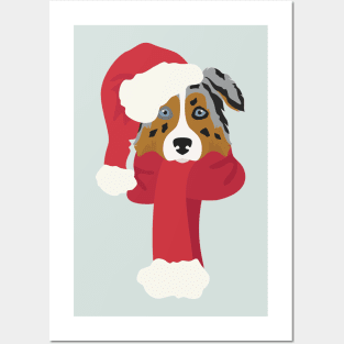 Australian Shepherd Christmas Dog Posters and Art